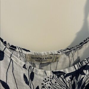 Valentina Naldi Navy White Floral Linen Dress Smal